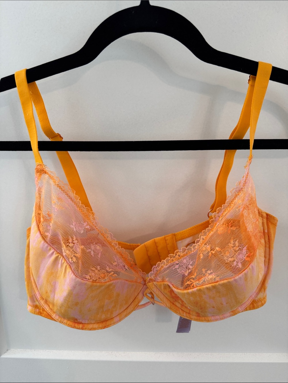 Savage X Fenty Orange Pink Tie-Dye Lace Underwire Bra 36DD